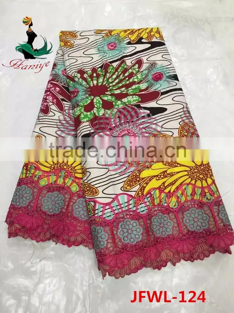 2016 Haniye JFWL-125 Hot Sale African Lace Fabric Holland Wax Mix lace Ankara With Lace