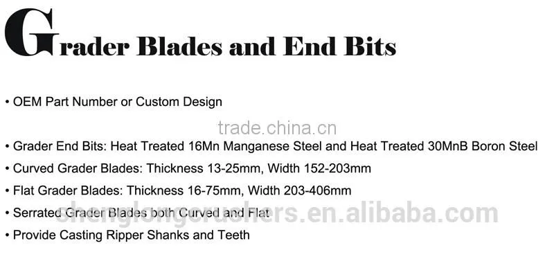 grader blades and end bits parts for motorgrader machine