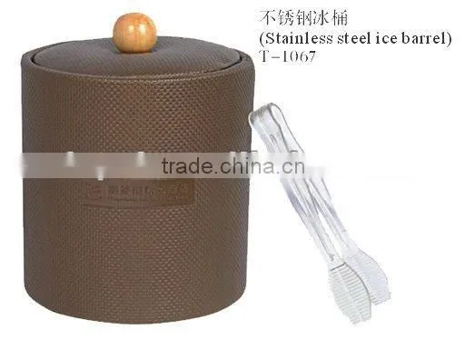 Elegant Hotel Supplies Leather Covered Stainless Steel Ice Bucket