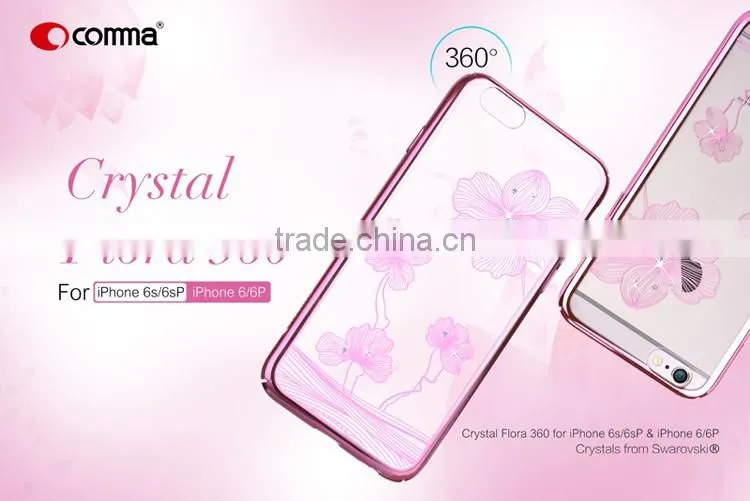 Comma Translucent Hard Plastic Case with Sparkle Crystal Rhinestone Diamond Back Skin Cover for iPhone 6 / 6S 4.7inch