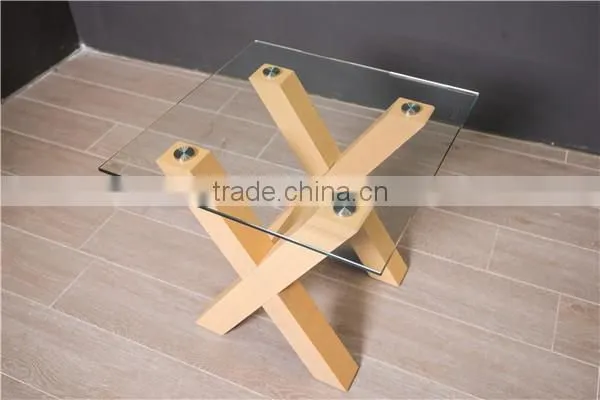 modern wooden coffee table set with 8mm tempered glass