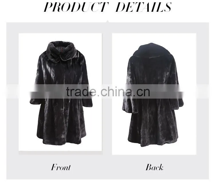 Wholesale top quality black slim mink womens fur coat from China