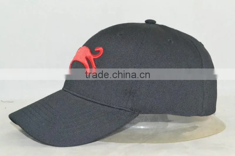 Guangzhou hat factory professional custom 6 panel / 100% cotton/black/red - embroidery logo/baseball cap