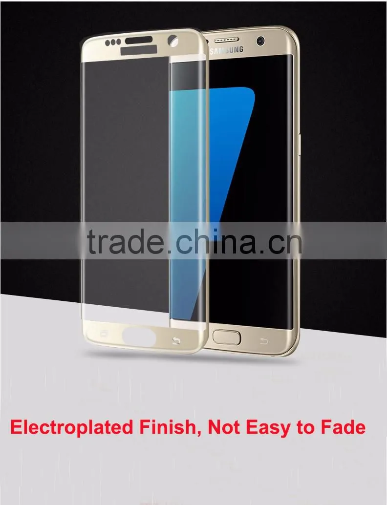 Hot !!!!! Full Coverage Golden Anti-shock Tempered Glass Screen Protector for Samsung S7 Edge