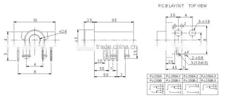 2.5mm mobile phone jack PJ-250A