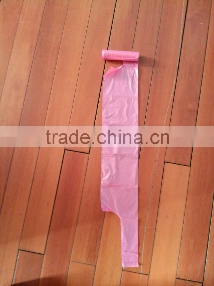 cheap pink vest,T-shirt plastic household, grocery bags on roll HDPE customed starsealed
