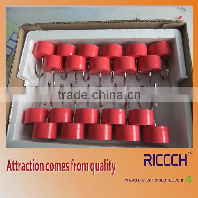 Red magnetic power hook,rubber coated pot magnet