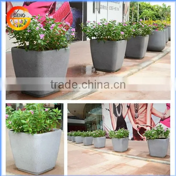 Wholesale Fiberglass natural grey rectangle pot set of 2