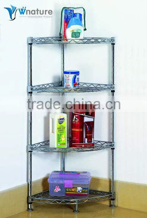4 Layers of stainless steel metal corner shelf