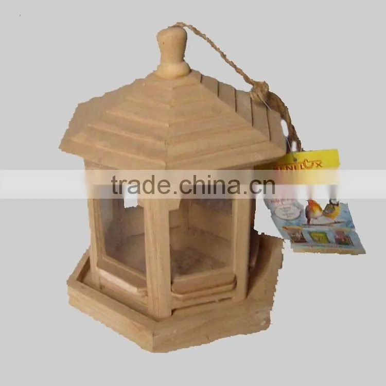 Natural wood bird feeder , building house for bird, wholesale wood bird house