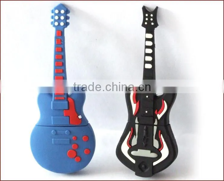 Custom manufacturer of PVC soft rubber fashion cartoon U disk shell creative USB flash drive shell guitar instrument