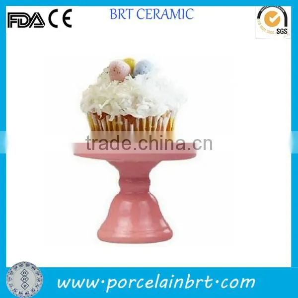 Pink ceramic small cake plate birthday decoration