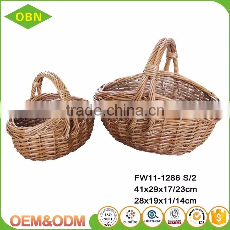 Set of 2 woven natural wicker gift baskets for baby