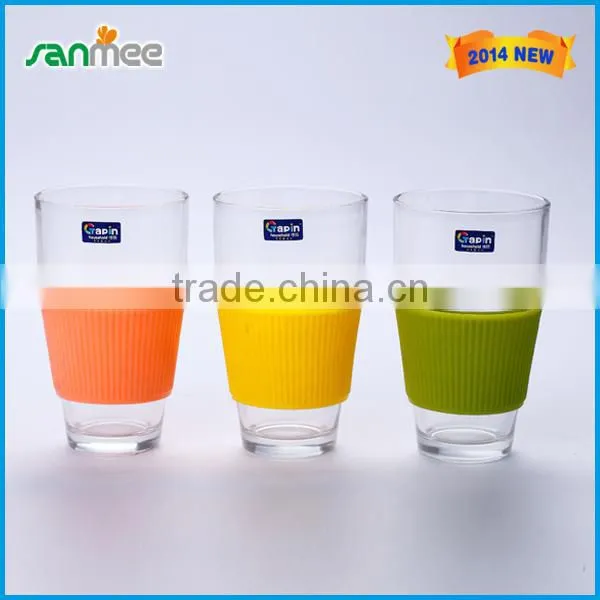 2014 New Product China Wholesale Glassware Glass Cup With Rubber Crust