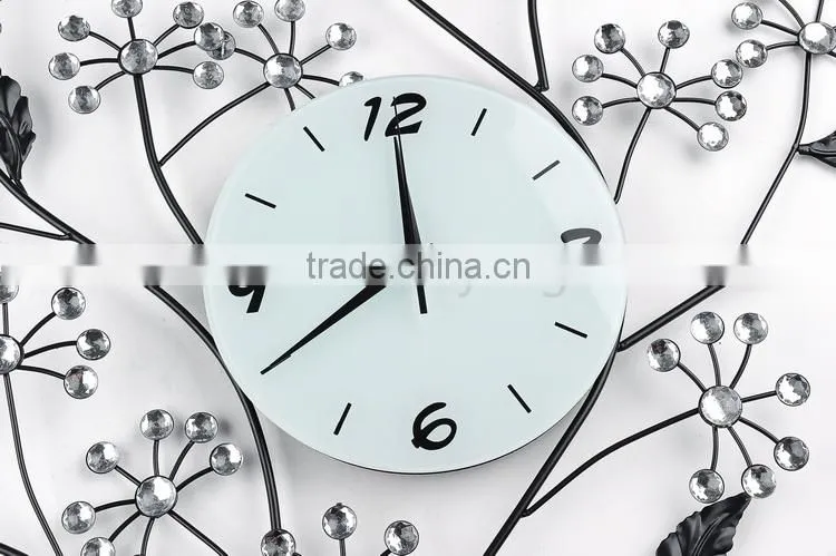 2015 china factory modern luxury tree design iron art quartz wall clock