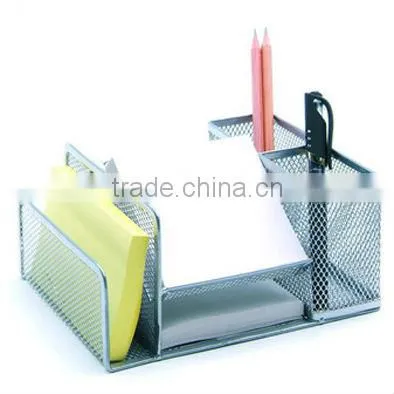 4 parts silver metal mesh desk organizer pen holder