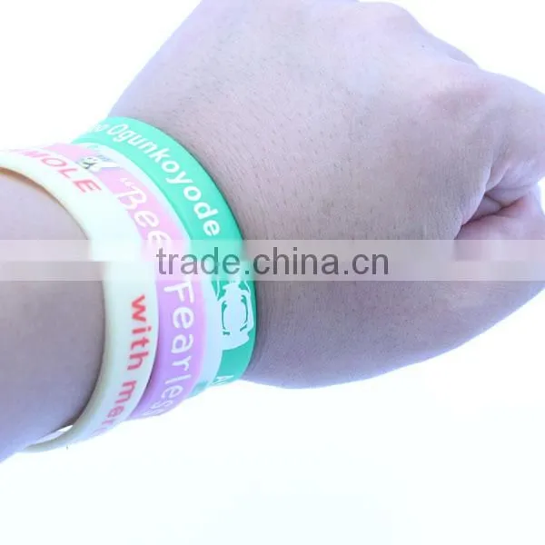 silk printed cancer awareness 3/4 inch silicone bracelet