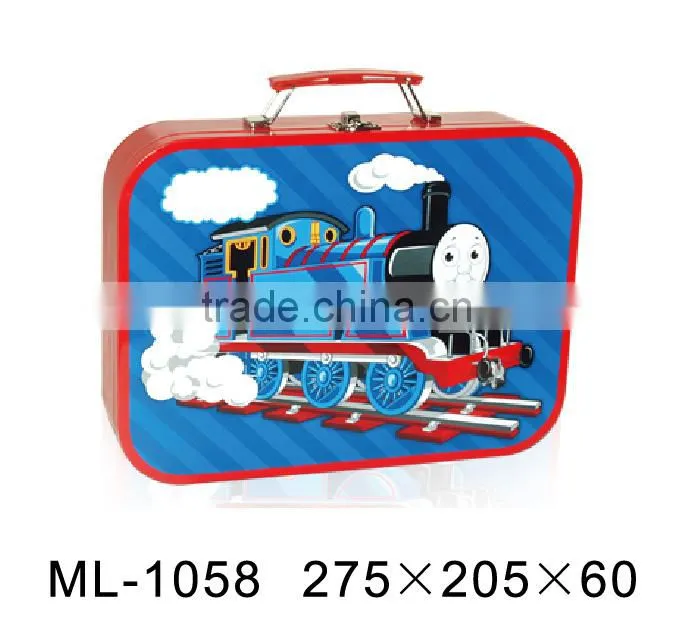 Hotsale customized pretty lunch tin box with handle and lock for kids