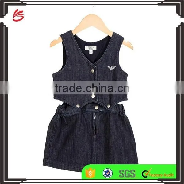 wholesale kids girls detachable denim dress baby clothes new design Baby Girls Cusual Dress