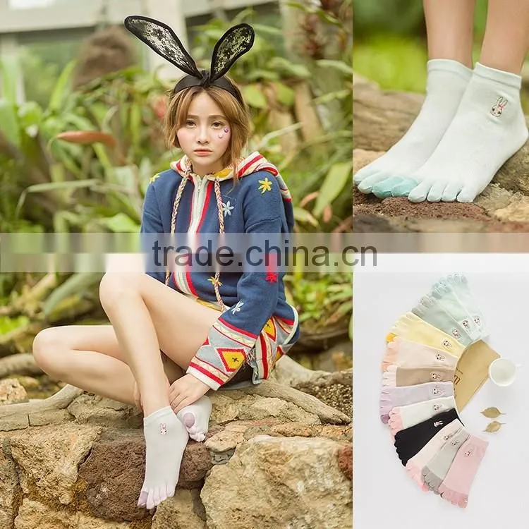 Spell color cotton toe socks toe socks female rabbit yoga socks massage