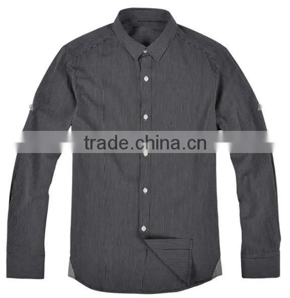 new men's 100% cotton black white striped long sleeve slim fit business shirt