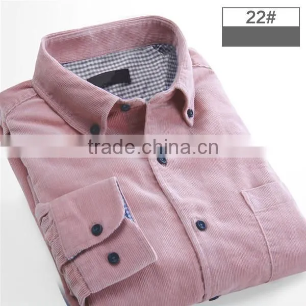 2016 Spring & Autumn series fashion corduroy mens shirt for pink color