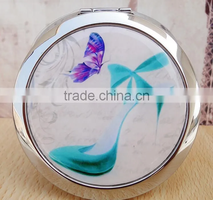 Dubaa Mother of Purple High Heel Shoes Design Double Magnifying Compact Cosmetic Makeup Hand Mirror