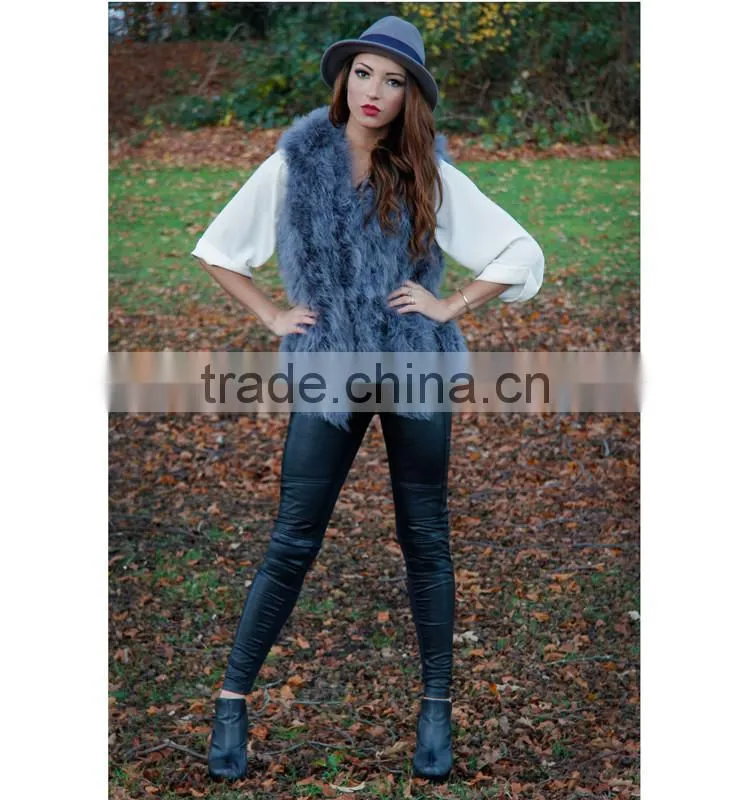 SJ007-01 Hot Sale Hooded Real Feather Clothes for Woman