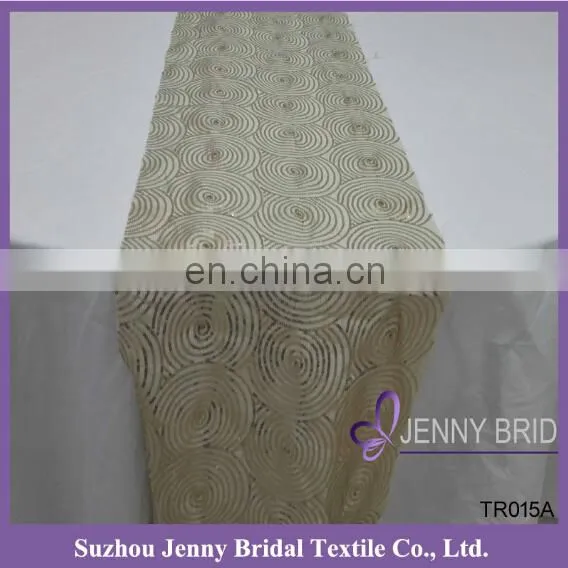 TR019A Jenny bridal gold sequin embroidered wedding table runners