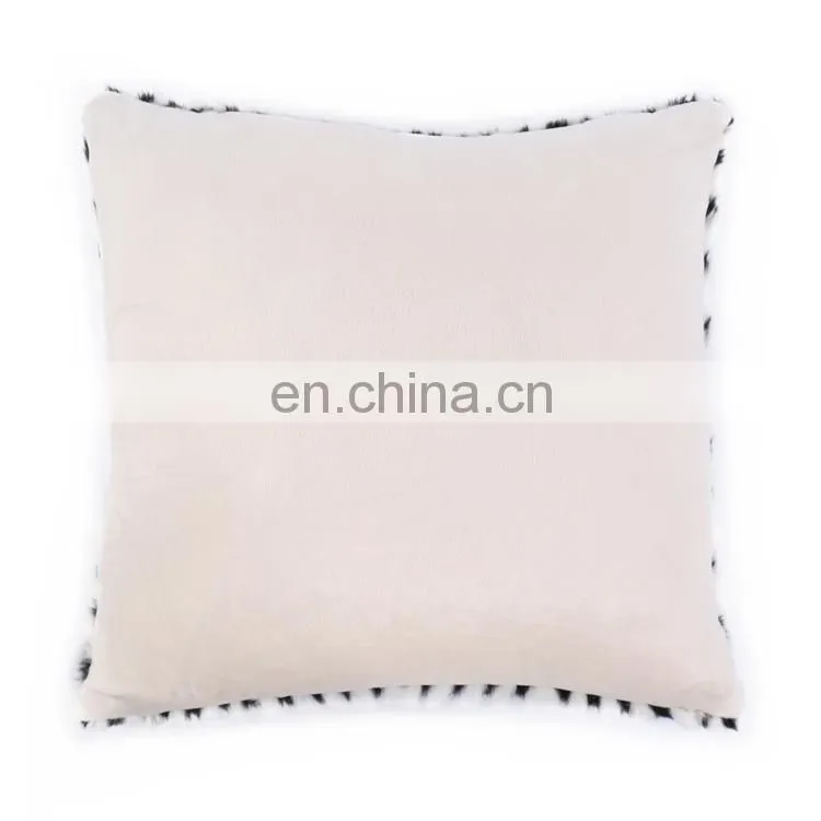 Home decorative cushion faux fur micro plush throw pillow cutting cover geometric figure