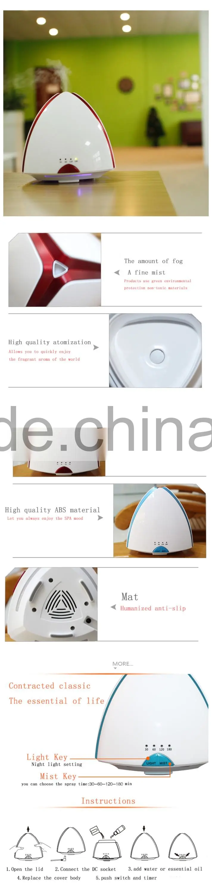 aroma mist air humidifier, home essential oil diffuser therapy