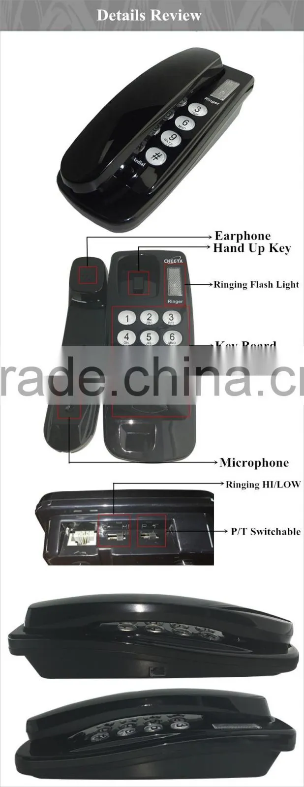 cheap factory made easy operation wall mounted small telephone