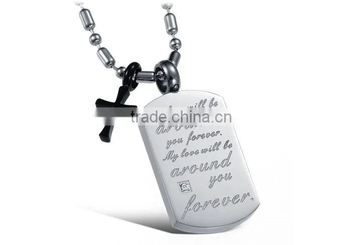 wholesale stainless steel square plate with letter pendant for lovers small MOQ and mix order