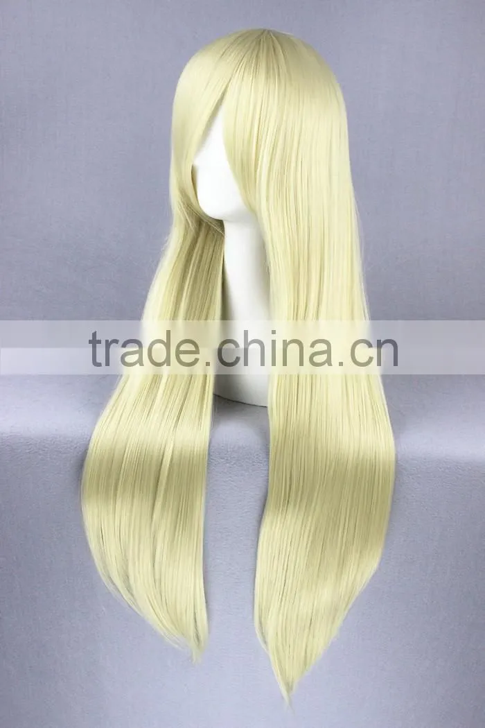 High Quality 80cm Long Straight Chobits AGATSUMA SOUBI Beige Synthetic Anime Wig Cosplay Hair Wig Party Wig