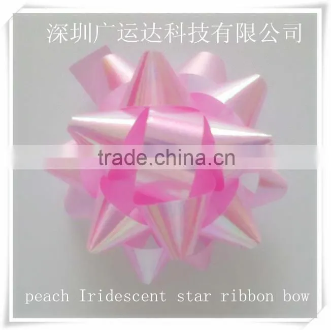 Gift Deluxe Fancy PET Bow For Festive Decoration Package/Matte Metallic ribbon star bow/holiday decortion star bow