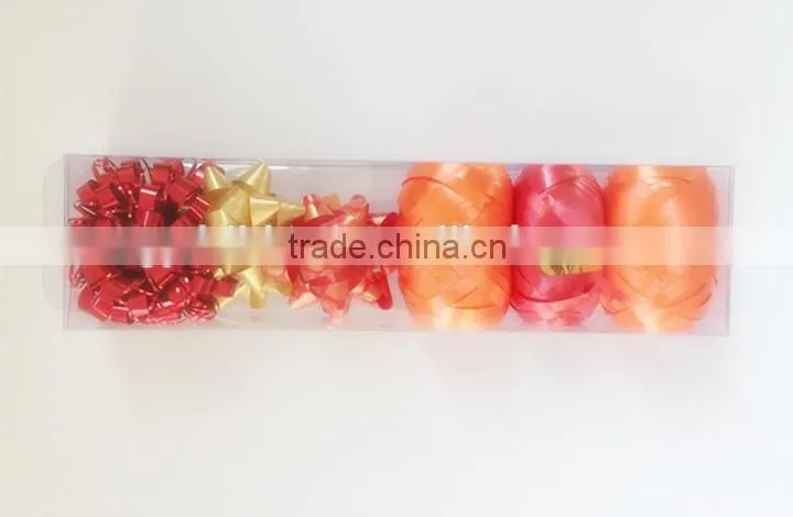 2016 New Design High Quality Gift Decorative Set/ star bows and matte metallic curly ribbons