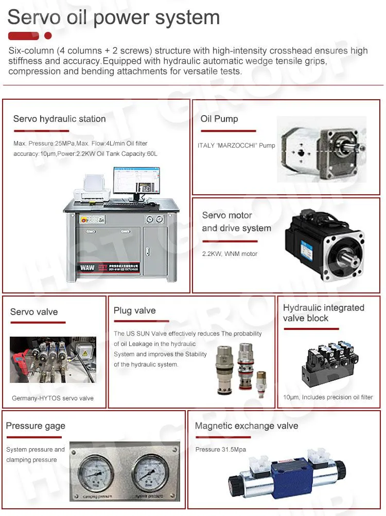 HST Hydraulic Universal Testing Machine 220V with 1 Year Warranty for Tensile and Compressive Strength