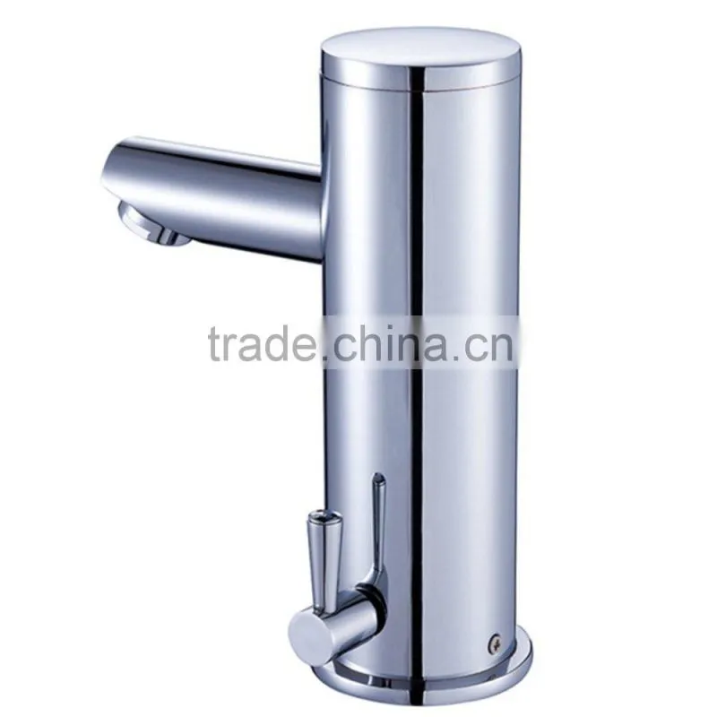 Chrome Plated Touch Free Auto Stop Faucet Motion Sensor Faucet Washbasin Sensor Tap with Temperature Control Handle