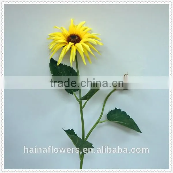 Hot sale single stem yellow artificial sunflower