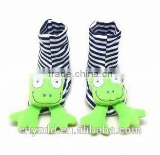kid's animal nead socks/Soft Toy Head Babies' Booties with Rattle /baby animal socks