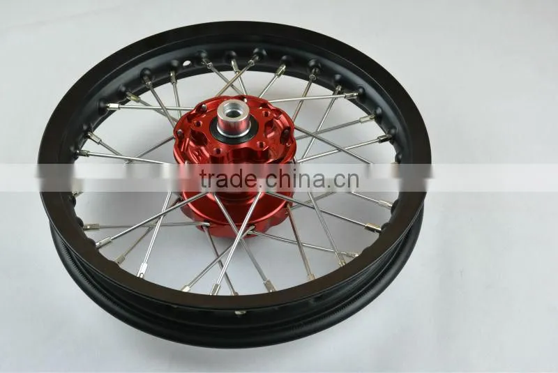One Set Of KTM 50 Assembly Wheel With Red Color Hubs And Black Rims