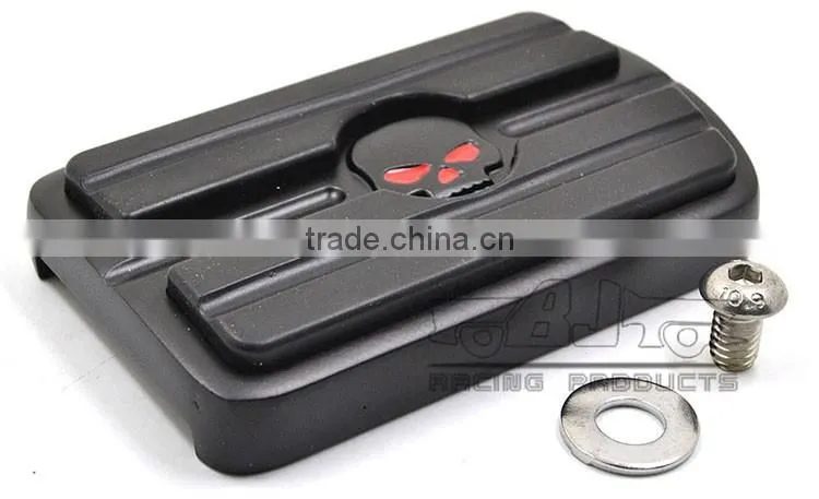 BJ-FP216-052 Skull Large Billet Aluminum Brake Pedal Pad Cover For 1980-up Harley Touring
