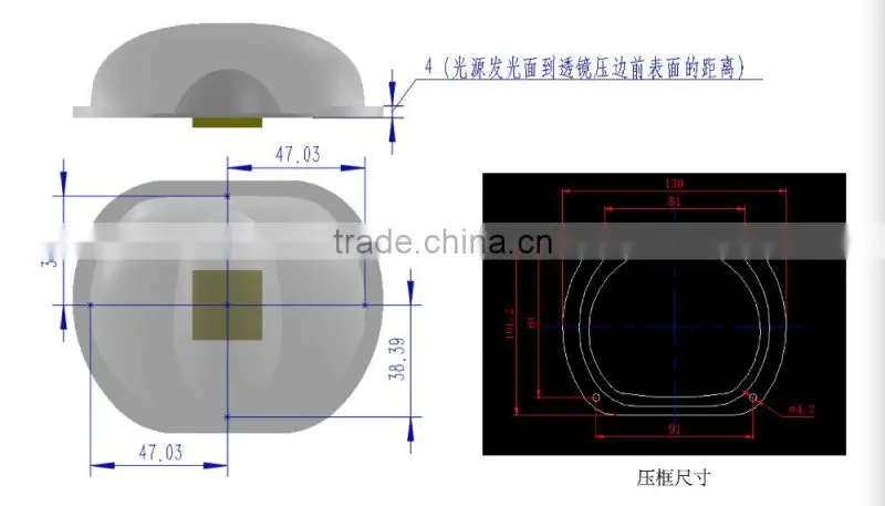 New Anti-dazzle 100w bridgelux cob led with lens for Streetlight