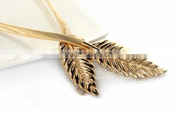 Skinny Elastic Personalized Luxury Women Metal Belts Bright Maple Leaf Chain Belt Decorative Iron Straps