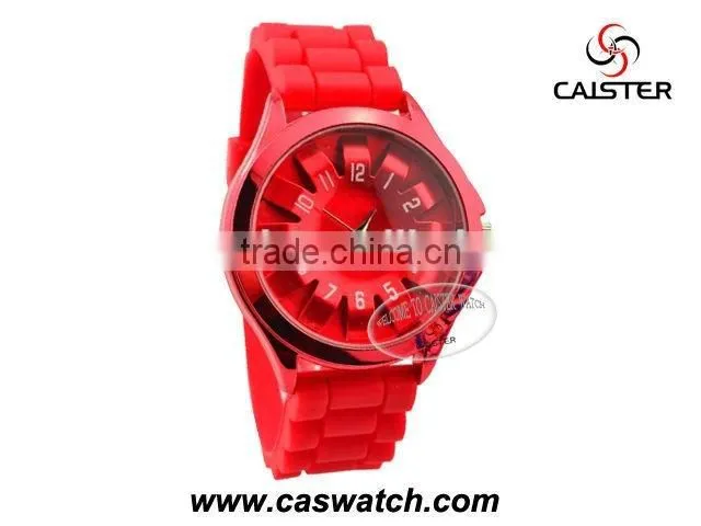 Trendy sunflower dial silicone watch, candy color 3D face jelly watch, girls boys hotfashion watch