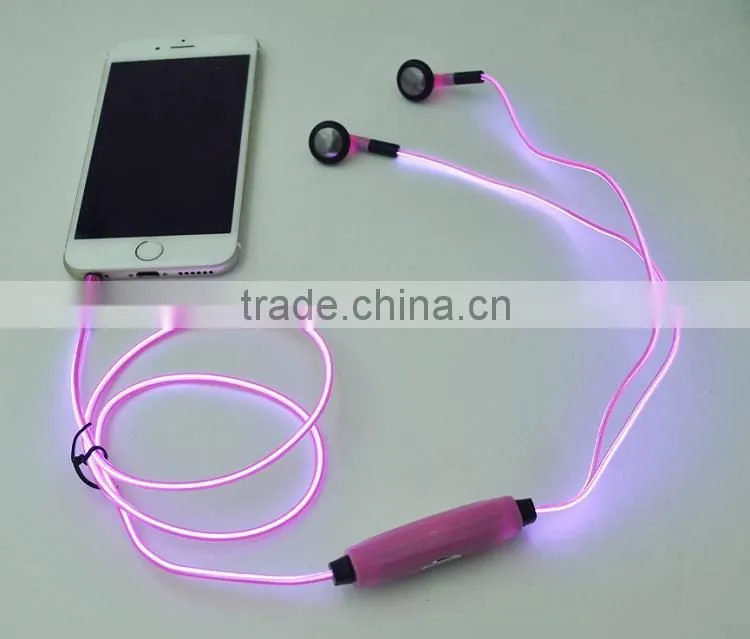 Mobile phone accessory light EL long wire earphone with microphone