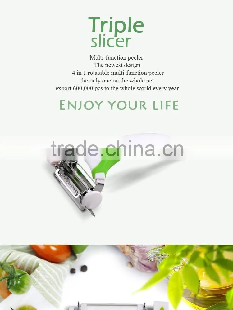 2016 as seen on TV kitchen gadgets 3 in 1 blades rotary manual multifunctional potato vegetable slicer peeler
