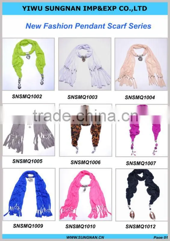 Women adorn article scarf with jewelry
