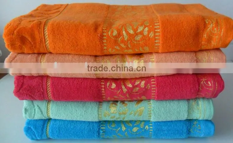 orange jacquard velvet cotton bath towels