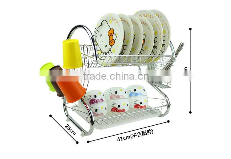 Double layers stainless steel dish rack Kitchen S type double bowl Kitchen S type double bowl dish rack,